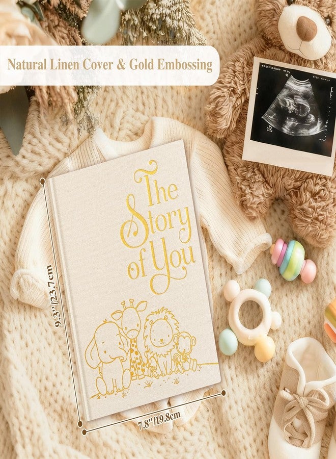 Lanpn Baby Memory Book for Boy Girl - The Story of You, Newborn Babys Book Keepsake Photo Album for New Parents, Linen Cover Baby First 5 Year Milestone Scrapbook Journal (Beige, 154 Pages) - Image 2